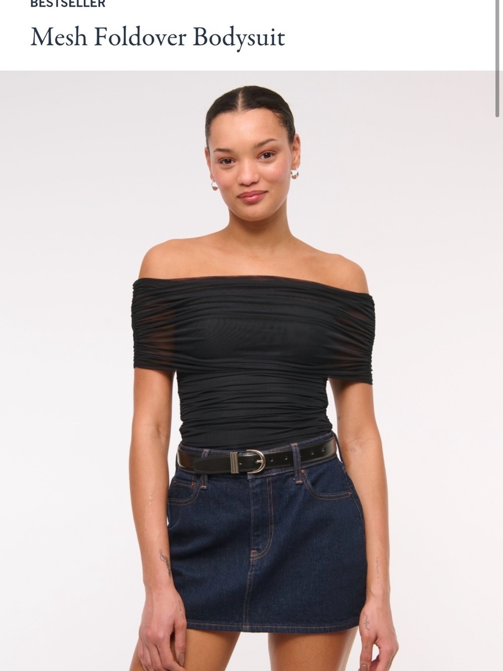Abercrombie & Fitch Black Off-Shoulder Mesh Bodysuit